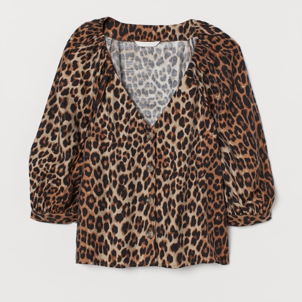 Baloon-sleeved Blouse Leopard Print